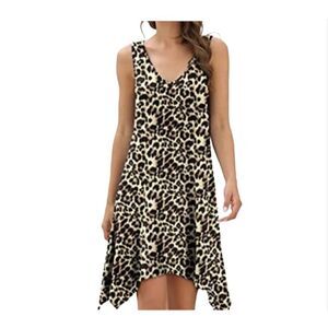 Isabella Rodriguez lightweight sleeveless asymmetrical‎ hem cheetah print v neck